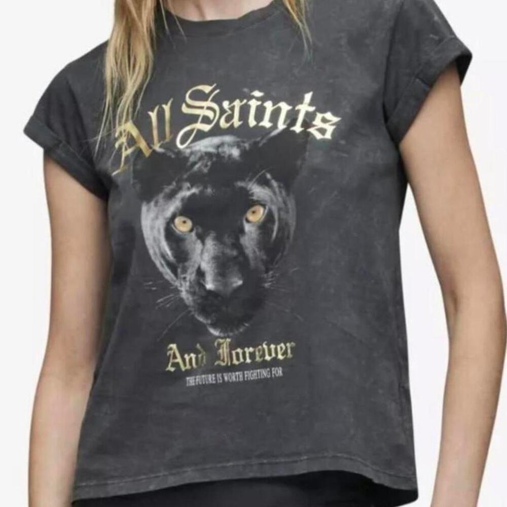 SZ 4 Allsaints black panther tee with gold text